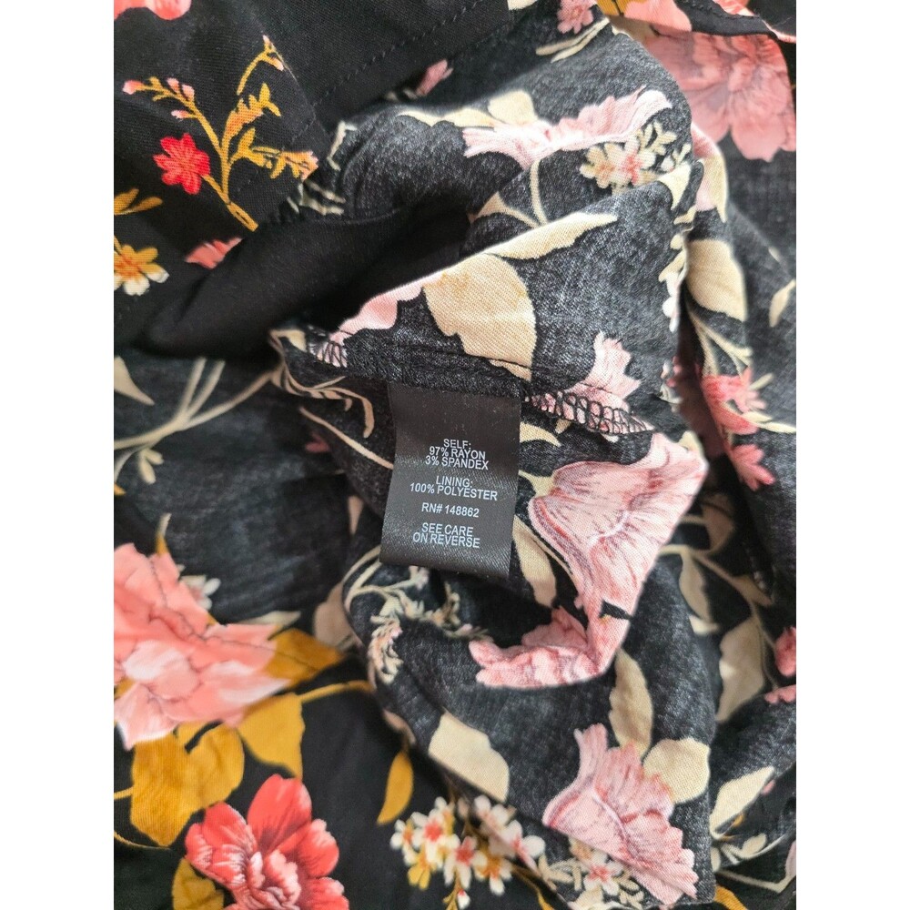 Torrid Walk Through Dress Romper Women Plus Size 20 Black Peach Floral V Neck BK - Picture 11 of 12